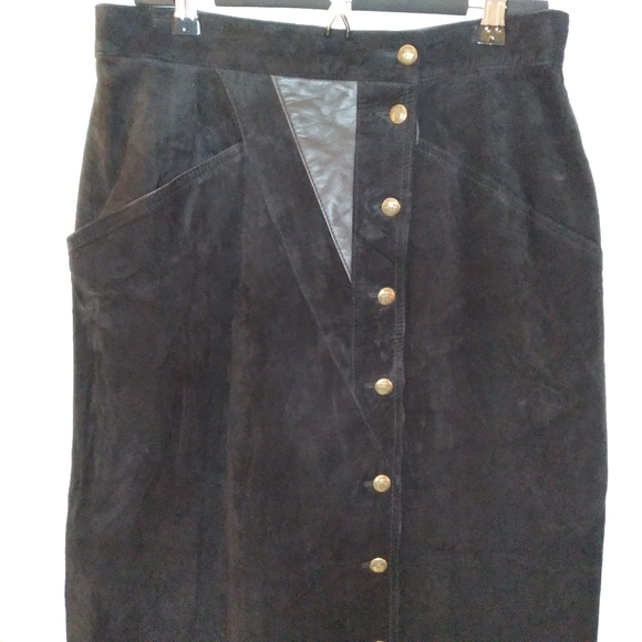 Marquis Dresses & Skirts - Marquis 100% Leather Asymmetrical Button Front Vintage New Old Stock Long Skirt